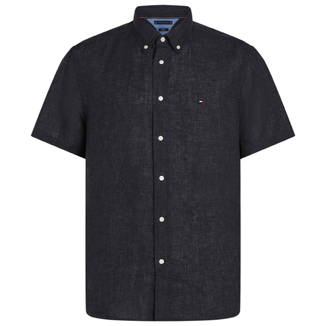 Flot sort sommer skjorte i hør fra Tommy Hilfiger.