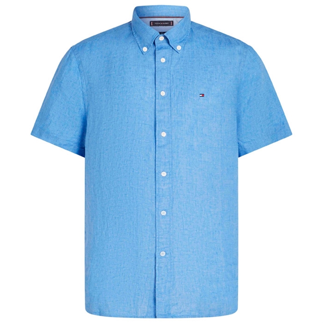 Lækker blå sommer skjorte i hør fra Tommy Hilfiger.