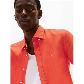 Flot orange sommer skjorte i hør fra Tommy Hilfiger