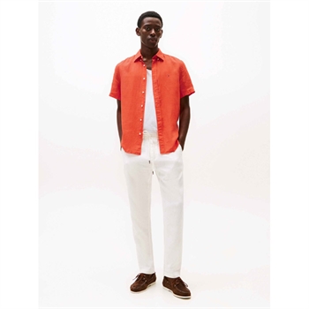 Flot orange sommer skjorte i hør fra Tommy Hilfiger
