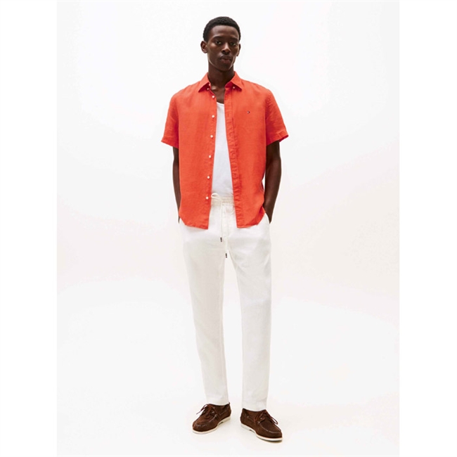 Flot orange sommer skjorte i hør fra Tommy Hilfiger