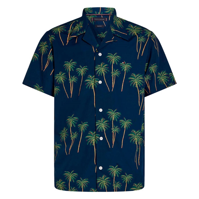 Smart skjorte i blå med palmer fra Tommy Hilfiger