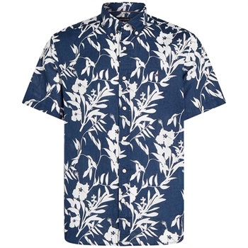 Smart printet kortærmet skjorte i blå og hvid fra Tommy Hilfiger.