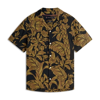 Blomster mønstret hørskjorte i grøn fra Tommy Hilfiger