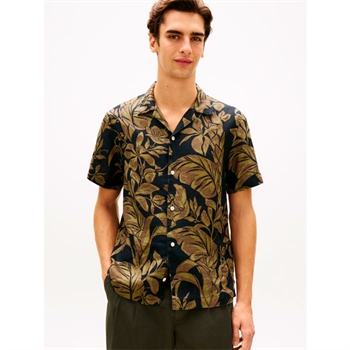 Blomster mønstret hørskjorte i grøn fra Tommy Hilfiger