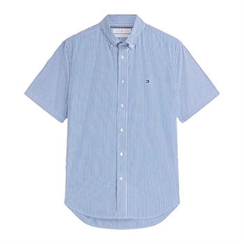Stilren kortærmet skjorte med striber i blå / hvid fra Jack & Jones