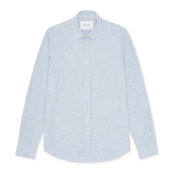 Sommerlig blåstribet hørskjorte fra Les Deux