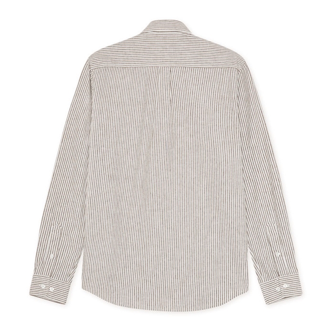 Sommerlig brunstripet hørskjorte fra Les Deux