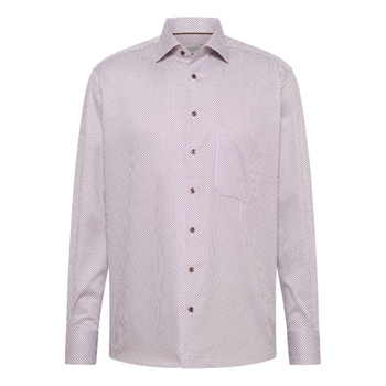 Pæn modern fit skjorte med blåt og brunt mønster fra Eterna