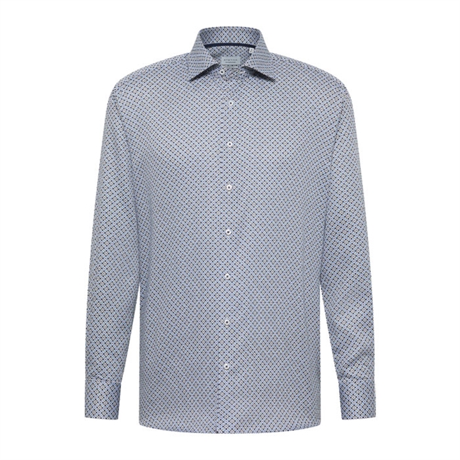 Pæn modern fit skjorte i blå med mønster fra Eterna