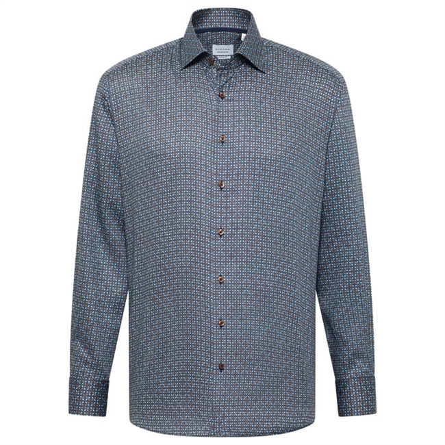 Pæn modern fit skjorte i blå med mønster fra Eterna