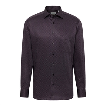 Pæn modern fit skjorte i bordeaux med mønster fra Eterna