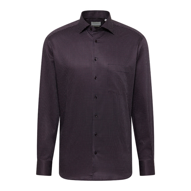 Pæn modern fit skjorte i bordeaux med mønster fra Eterna