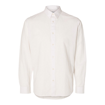 Flot klassisk hvid skjorte i bomuld og hør fra Selected.