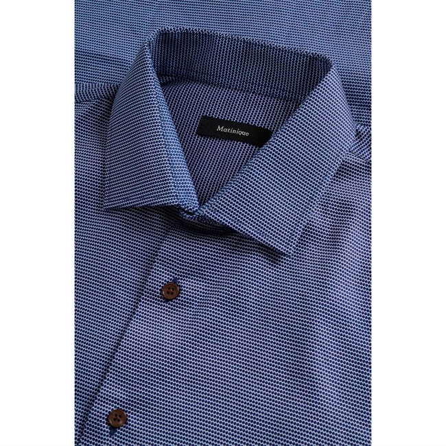Klassisk mønsret skjorte i navy fra Matinique
