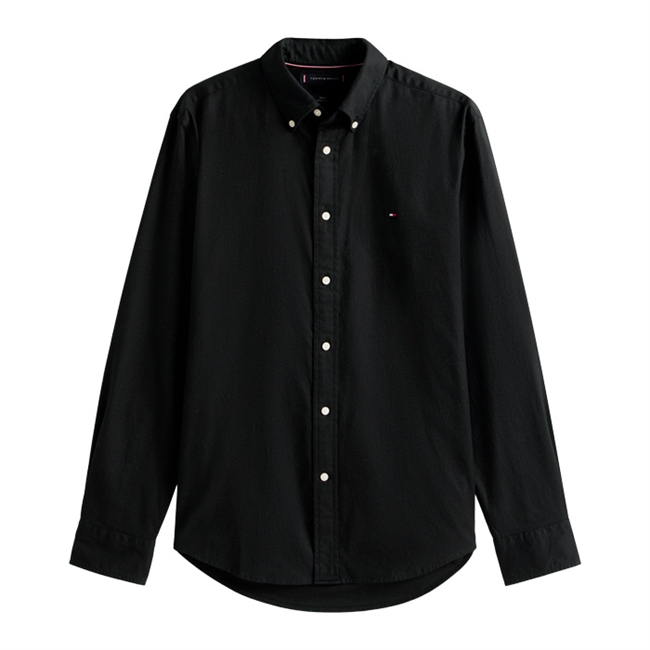 Moderne fløjls skjorte i sort fra Tommy Hilfiger