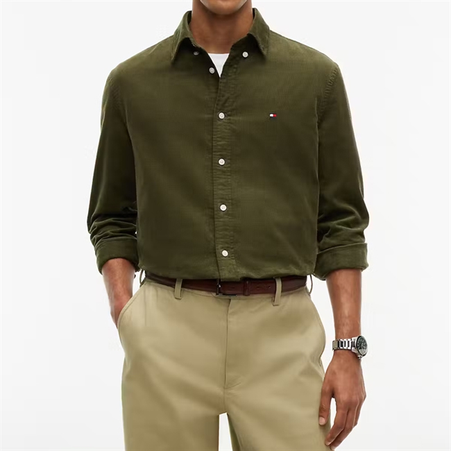 Tommy Hilfiger Solid Corduroy Fløjls Skjorte Grøn