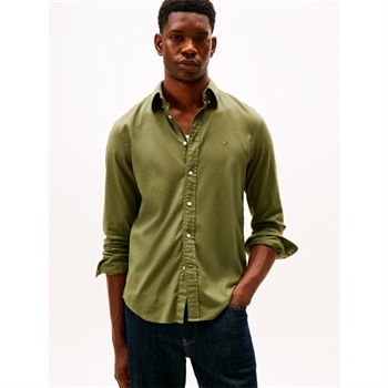 Moderne fløjls skjorte i army grøn fra Tommy Hilfiger