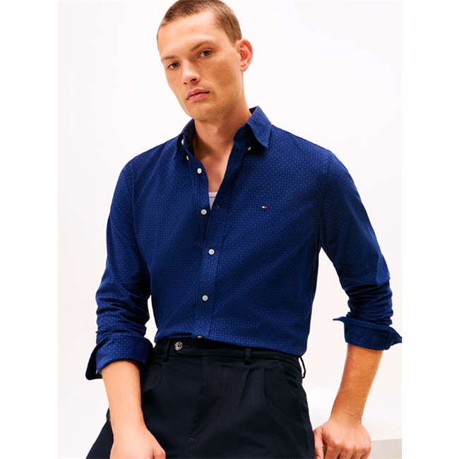 Tommy Hilfiger Fløjl Printet Skjorte Navy