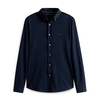 Moderne interlock skjorte i navy fra Tommy Hilfiger
