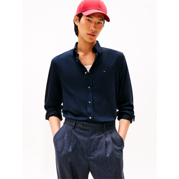 Moderne interlock skjorte i navy fra Tommy Hilfiger
