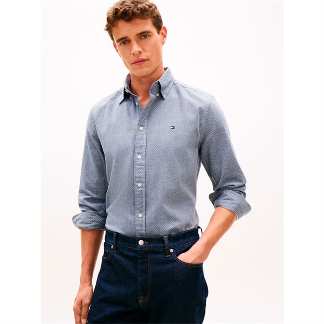 Moderne mønstret skjorte i navy fra Tommy Hilfiger