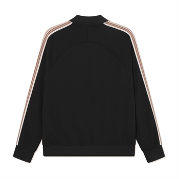 Smart full zip sweatshirt i sort med strikkede striber på armene fra Les Deux
