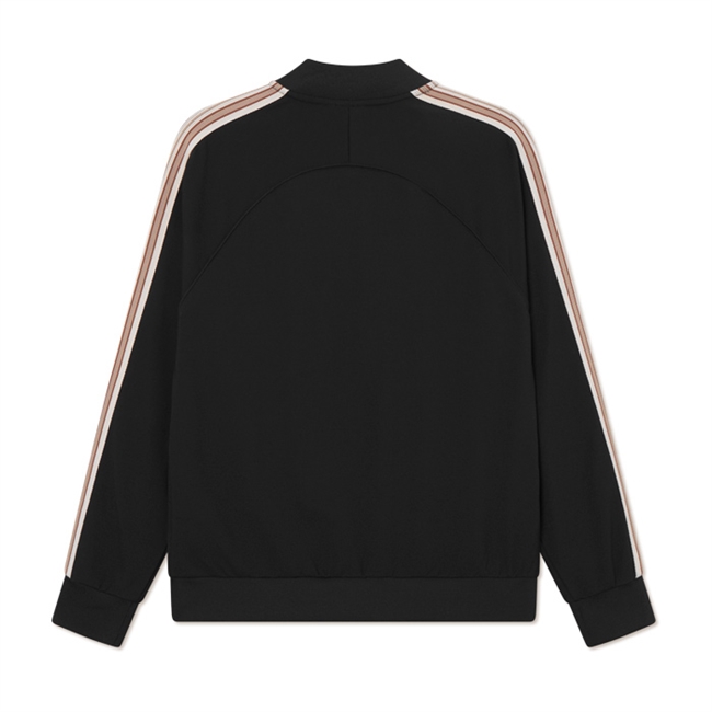 Smart full zip sweatshirt i sort med strikkede striber på armene fra Les Deux