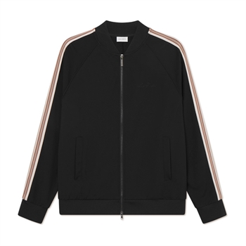 Smart full zip sweatshirt i sort med strikkede striber på armene fra Les Deux