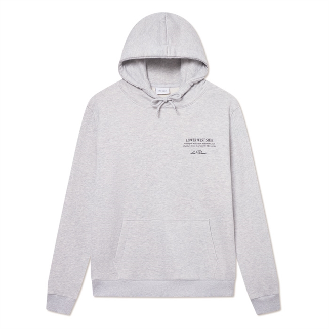 Moderne hoodie i grå fra Les Deux med print på ryggen