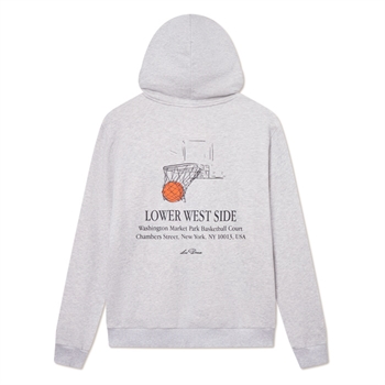 Moderne hoodie i grå fra Les Deux med print på ryggen