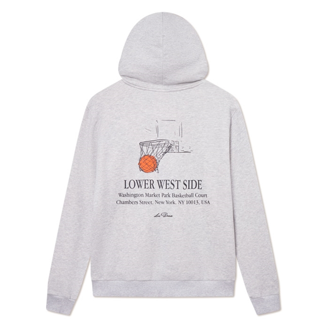 Moderne hoodie i grå fra Les Deux med print på ryggen