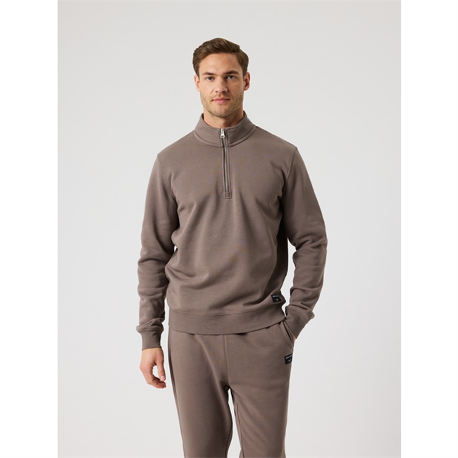 Stilren half zip sweatshirt i brun fra Björn Borg