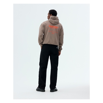 Smart oversized hoodie i brun fra Bareen med print på ryggen