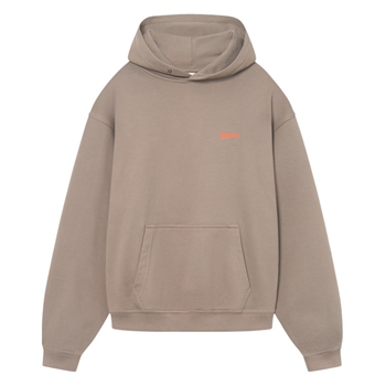 Smart oversized hoodie i brun fra Bareen med print på ryggen