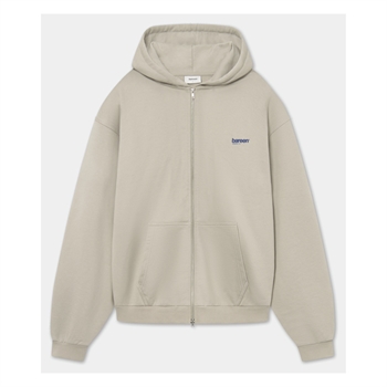 Oversized full zip hoodie i beige fra Bareen med print på ryggen