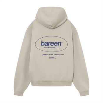 Oversized full zip hoodie i beige fra Bareen med print på ryggen