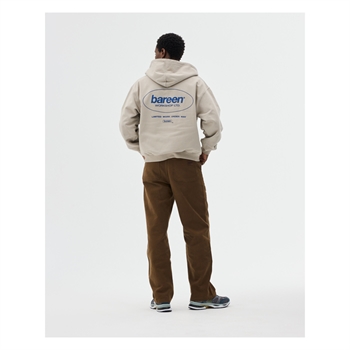 Oversized full zip hoodie i beige fra Bareen med print på ryggen