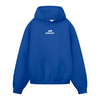 Lækker oversized hoodie i kobalt blå fra Bareen med logo på ryggen
