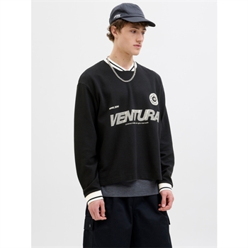 Moderne sort sweatshirt med sports print fra Jack & Jones
