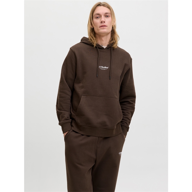 Klassisk pæn hoodie i mørkebrun fra Jack & Jones