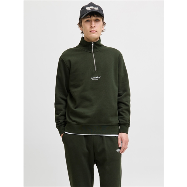 Moderne half-zip sweatshirt i mørkegrøn fra Jack & Jones