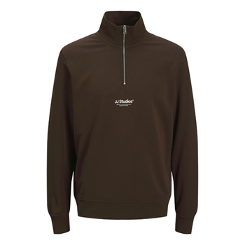 Moderne half-zip sweatshirt i mørkebrun fra Jack & Jones