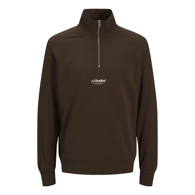Moderne half-zip sweatshirt i mørkebrun fra Jack & Jones