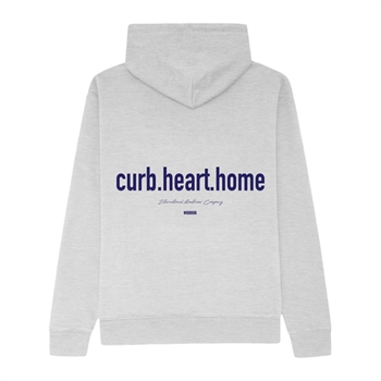 Moderne grå hoodie med logo i fronten og print på ryggen fra Woodbird