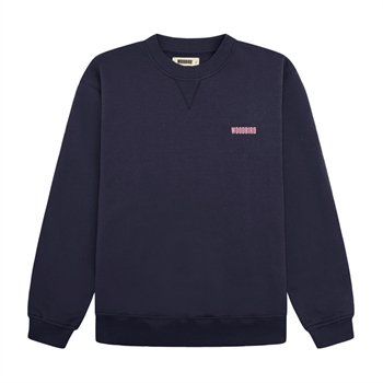 Unik navy sweatshirt med logo i fronten og print på ryggen fra Woodbird