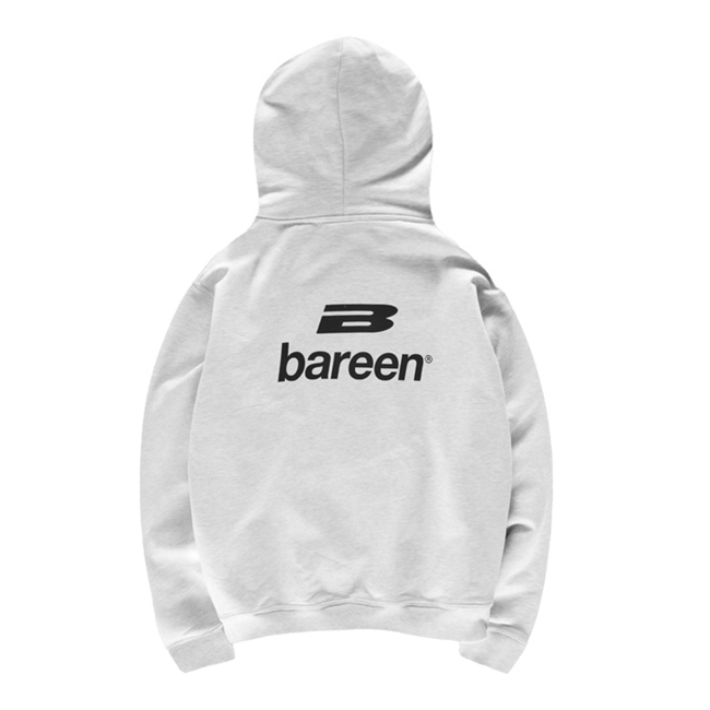Lækker oversized hoodie i grå fra Bareen med logo på ryggen