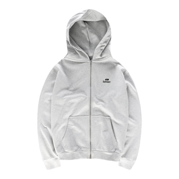 Lækker oversized zip-hoodie i grå fra Bareen med logo på ryggen