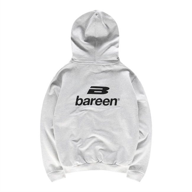 Lækker oversized zip-hoodie i grå fra Bareen med logo på ryggen