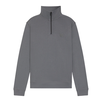 Moderne mørkegrå full zip sweatshirt fra BOSS med logo